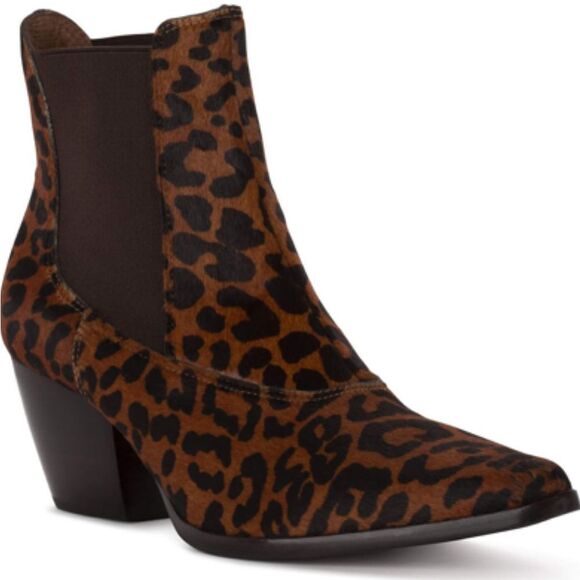 Matisse Golden GATE Leopard Cheetah Animal Print Leather Ankle Booties Sz 7 - Picture 1 of 8